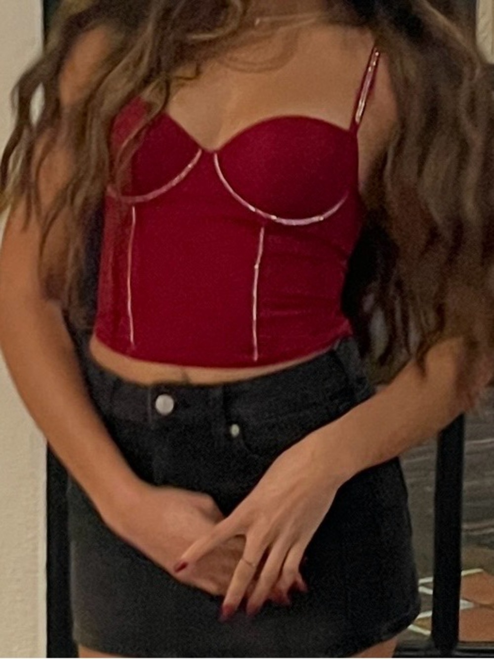 PINK Victoria's Secret Crimson Satin Bustier Camisole
